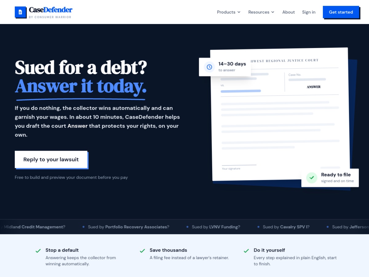 CaseDefender website